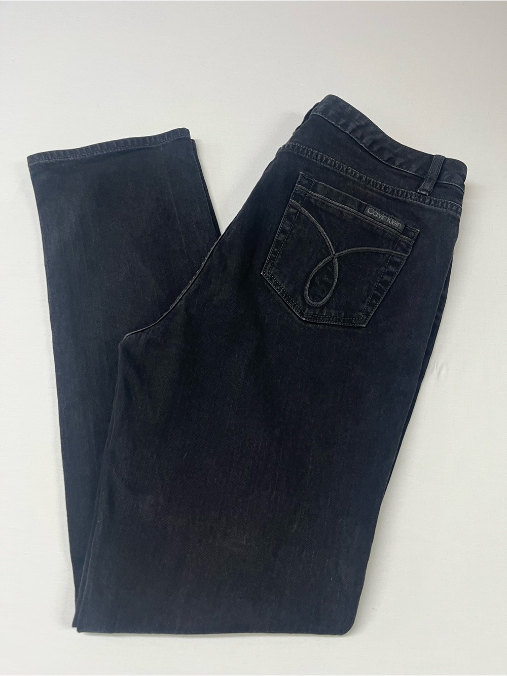 Calvin Klein Black Womans Jeans Omega Pocket Size 14 skinny casual Y2K 1549